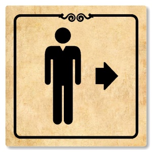 WC muži vpravo, 118x118mm, pergamen, Texas